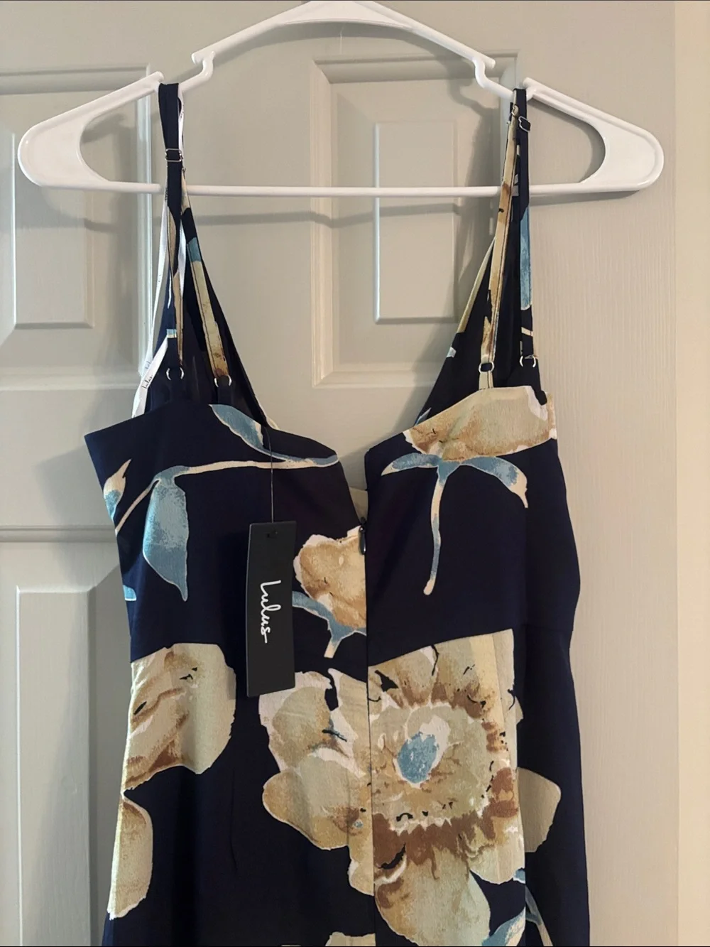 Lulu's Navy Midi Slip Dress with Yellow Floral Print - Picture 4 of 6